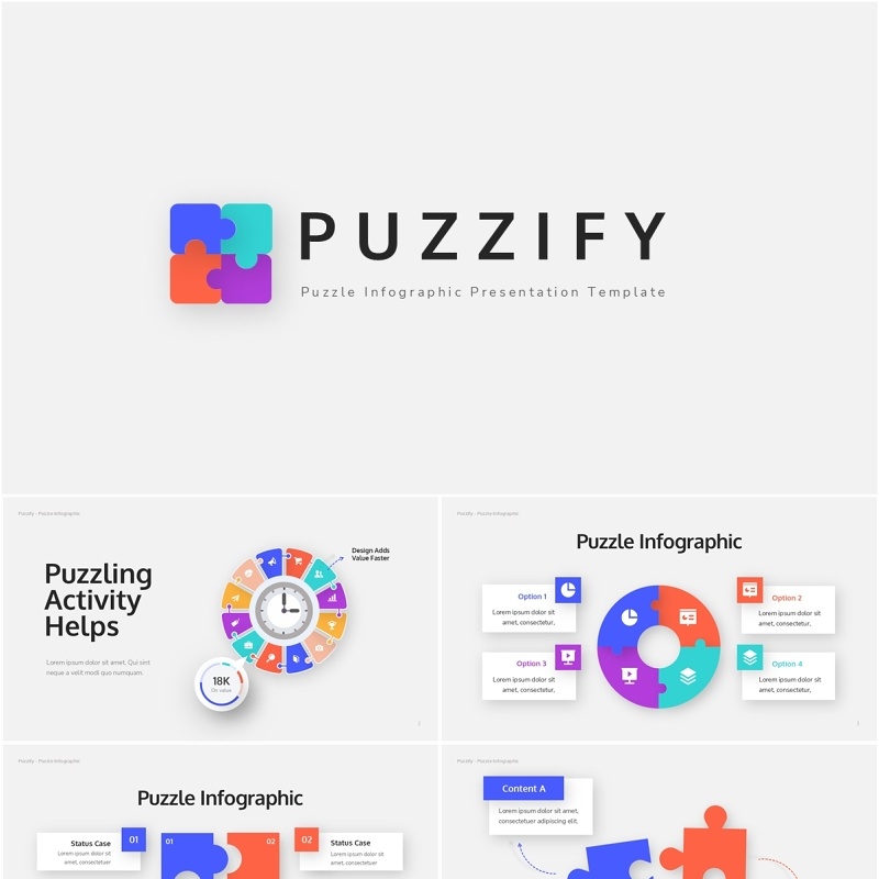 创意拼图PPT模板Puzzle is Creative