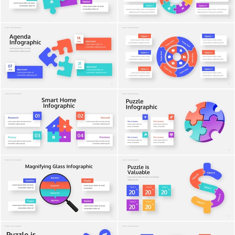 创意拼图PPT模板Puzzle is Creative