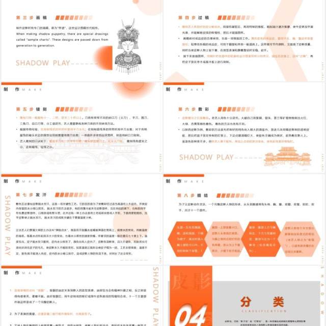 橘色渐变简约风皮影戏介绍PPT模板 橘色渐变简约风皮影戏介绍PPT模板