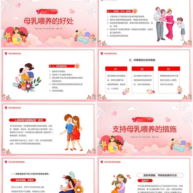 粉色卡通风世界母乳喂养周PPT模板 粉色卡通风世界母乳喂养周PPT模板