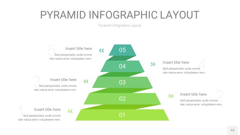 浅绿色3D金字塔PPT信息图表12