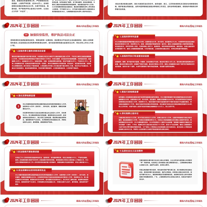 红色简约风最高人民检察院工作报告PPT模板