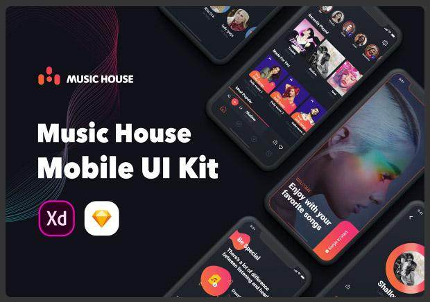 音乐之家移动用户界面套件Music House Mobile UI Kit 音乐之家移动用户界面套件Music House Mobile UI Kit