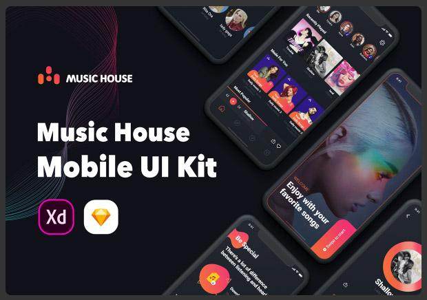 音乐之家移动用户界面套件Music House Mobile UI Kit