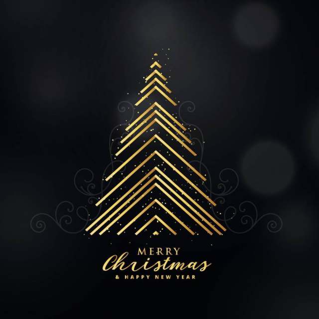 用线条背景做的优质金色圣诞树设计