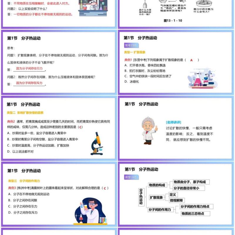 部编版九年级物理全册分子热运动课件PPT模板