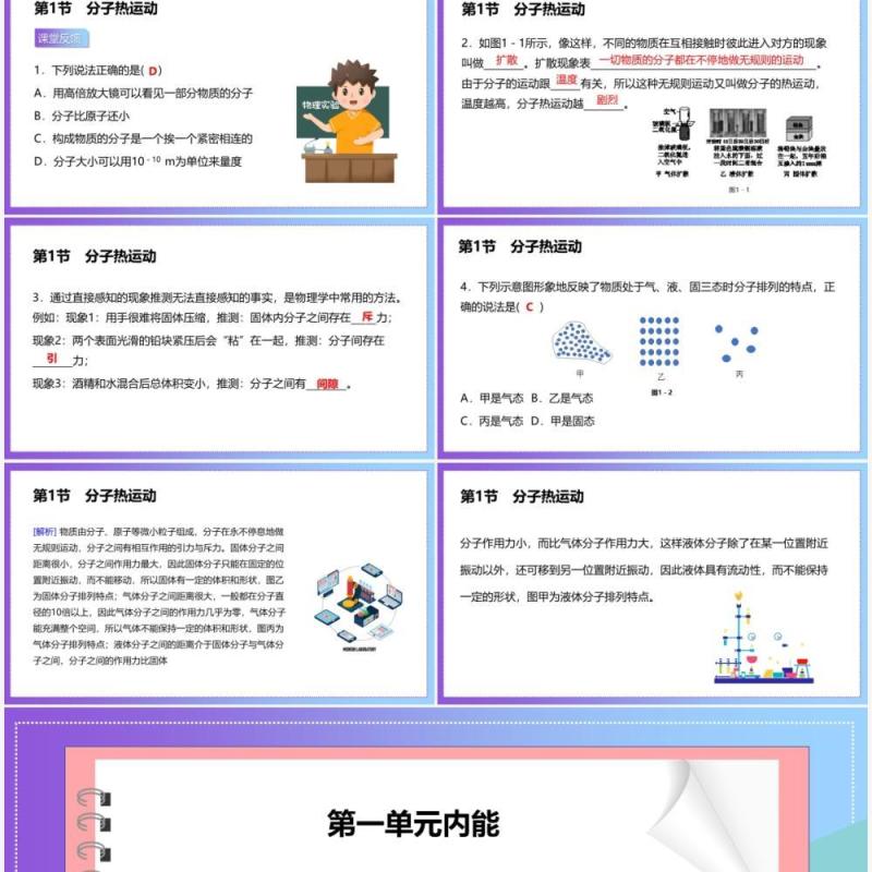 部编版九年级物理全册分子热运动课件PPT模板