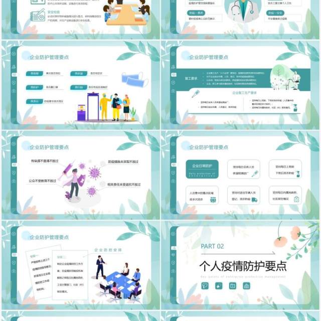 绿色清新风新冠疫情复工指南PPT模板