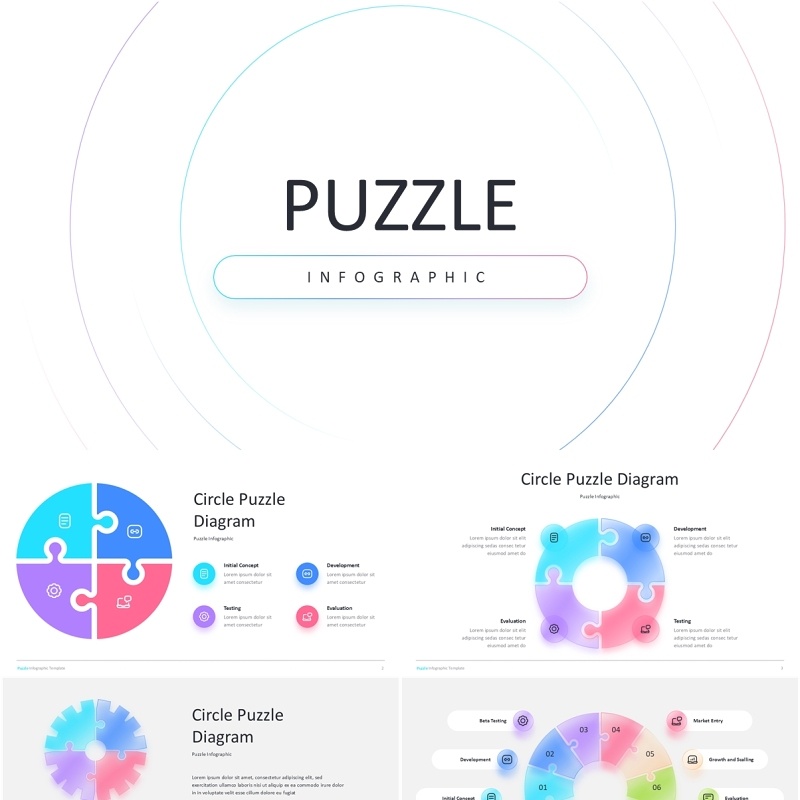 拼图信息图PPT模板Puzzle Light