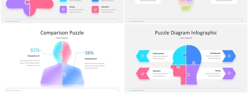 拼图信息图PPT模板Puzzle Light