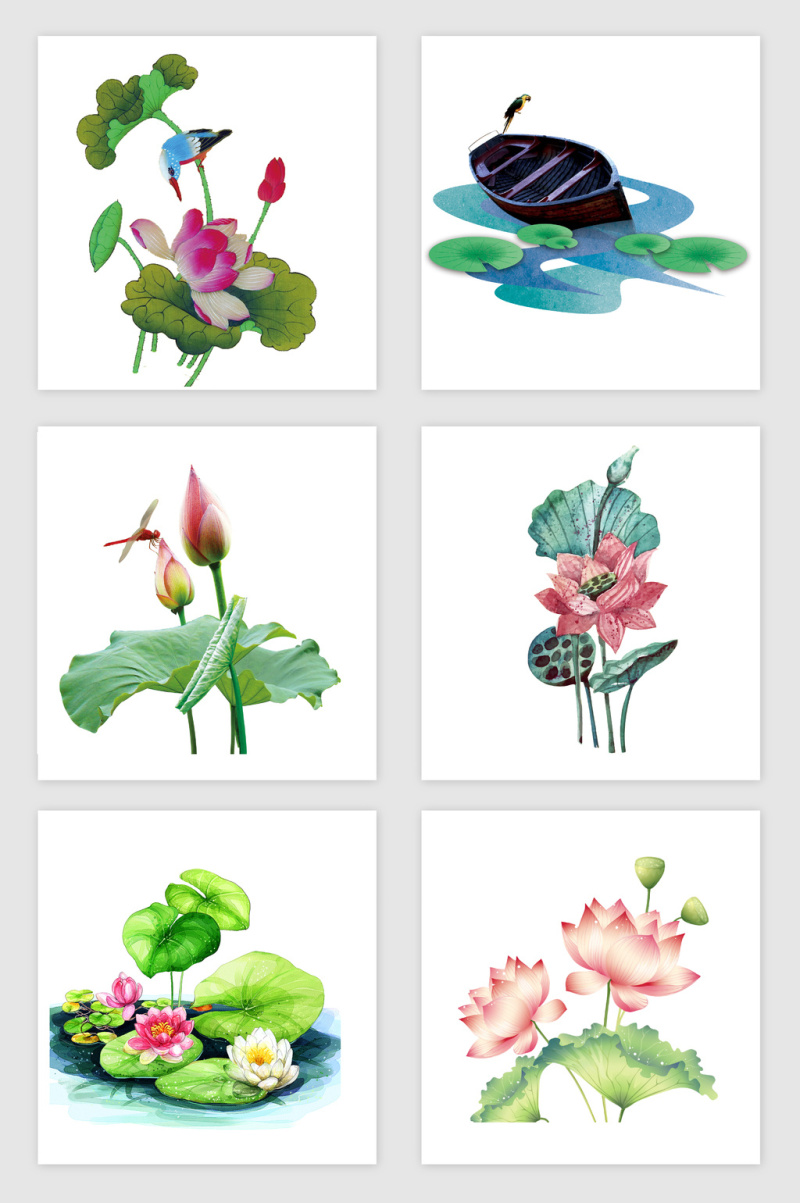 荷叶荷花PNG免抠素材