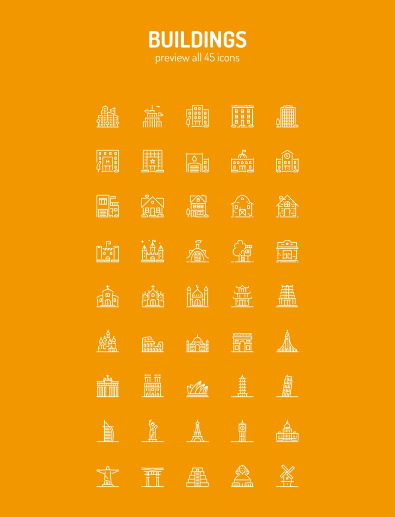 45从LineKing图标包，建筑物线图标建立图标