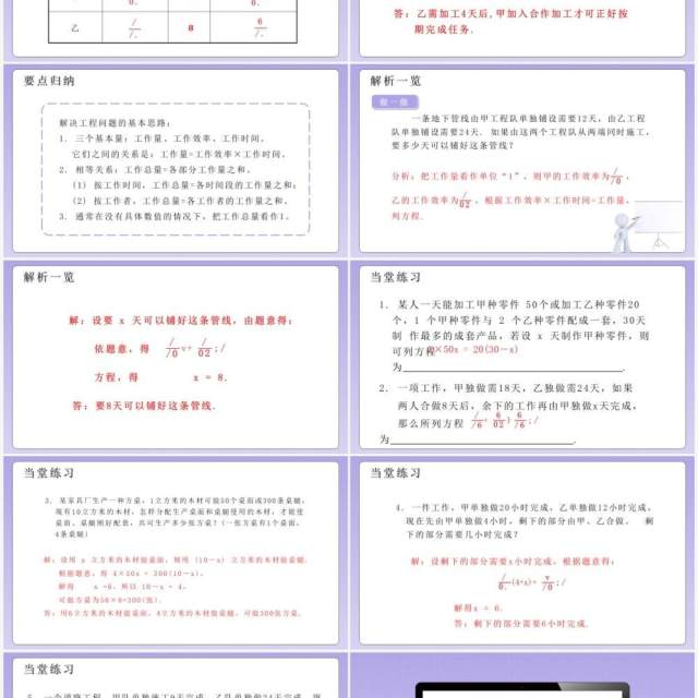 部编版七年级数学上册产品配套问题和工程问题课件PPT模板