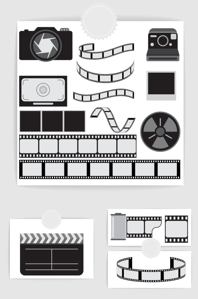 矢量黑色复古相机胶卷