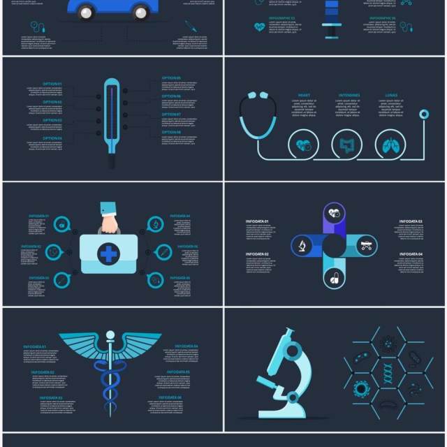 深色背景医药医学信息图形PPT素材元素Medical