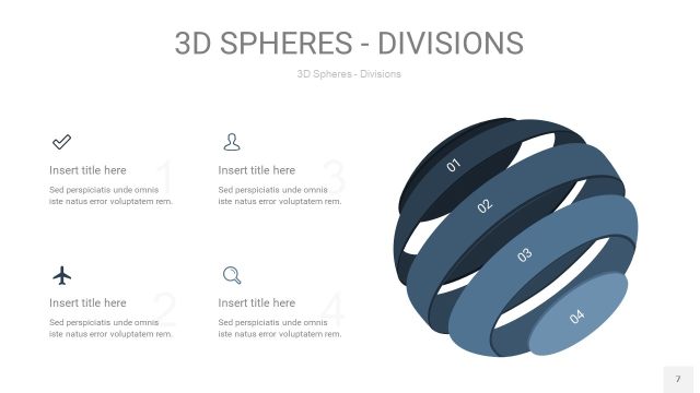 莫兰迪蓝色3D球体切割PPT信息图7