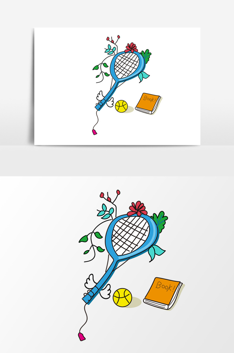 羽毛球拍网球元素