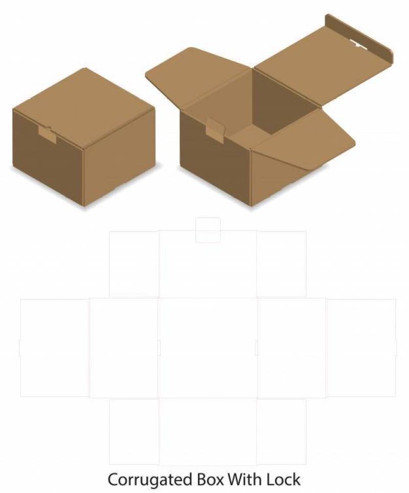 Package box die cut with 3d mock up