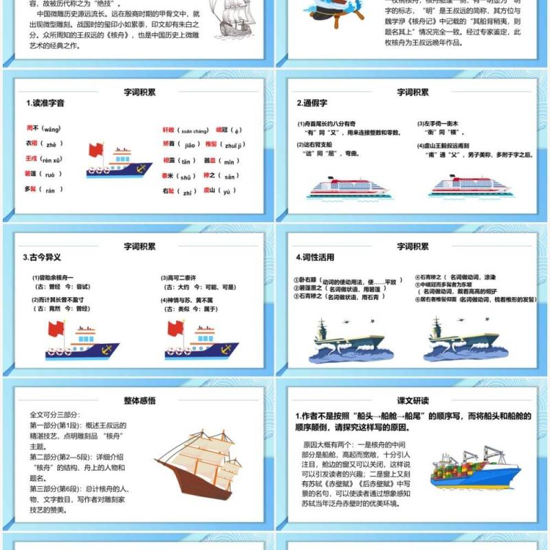 部编版八年级语文下册核舟记课件PPT模板