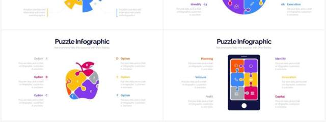 彩色创意拼图PPT信息图形素材Puzzle Powerpoint Infographics