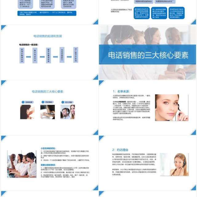 蓝色简约保险电话销售技巧的威力培训PPT模板 蓝色简约保险电话销售技巧的威力培训PPT模板