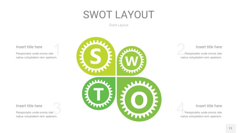 嫩绿色SWOT图表PPT11