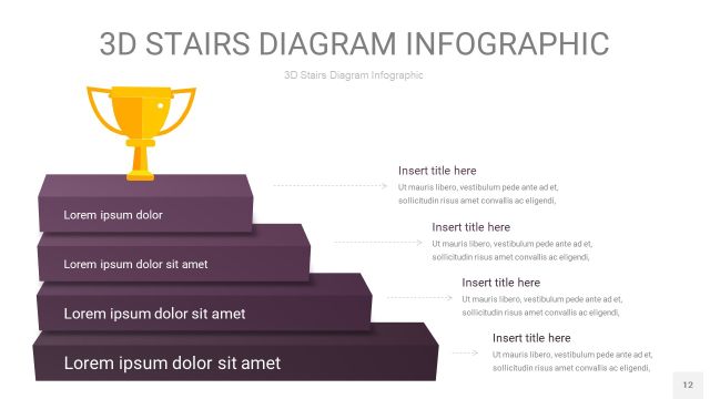 渐变深紫色3D阶梯PPT图表12