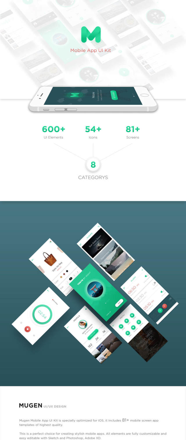 在Sketch&Adobe XD,Mugen iOS UI Kit中设计的80+ iOS移动应用UI工具包 在Sketch&Adobe XD,Mugen iOS UI Kit中设计的80+ iOS移动应用UI工具包