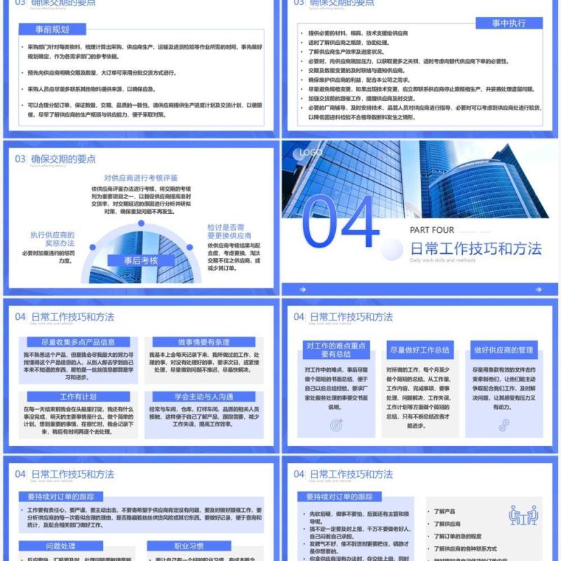 蓝色商务风采购人员技能培训PPT模板