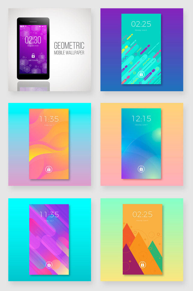 渐变时尚手机屏保壁纸矢量素材