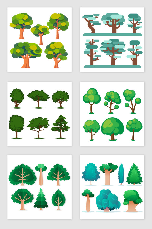 水彩手绘树木设计素材