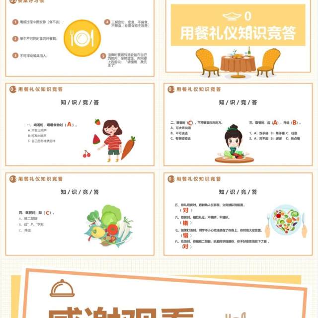 卡通风小学生餐桌礼仪主题班会PPT模板 卡通风小学生餐桌礼仪主题班会PPT模板