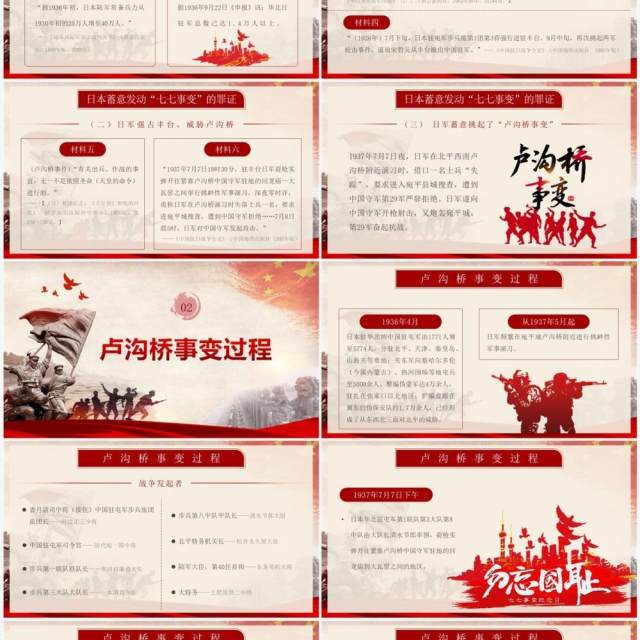 红色党政风纪念七七事变PPT模板 红色党政风纪念七七事变PPT模板