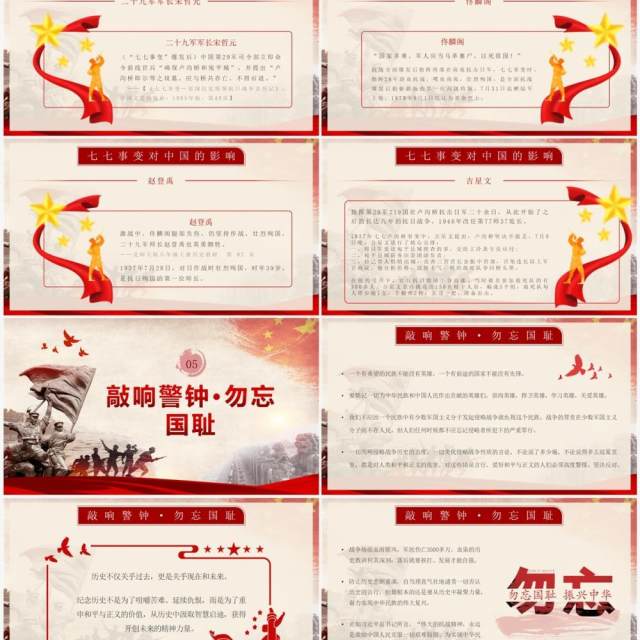 红色党政风纪念七七事变PPT模板 红色党政风纪念七七事变PPT模板