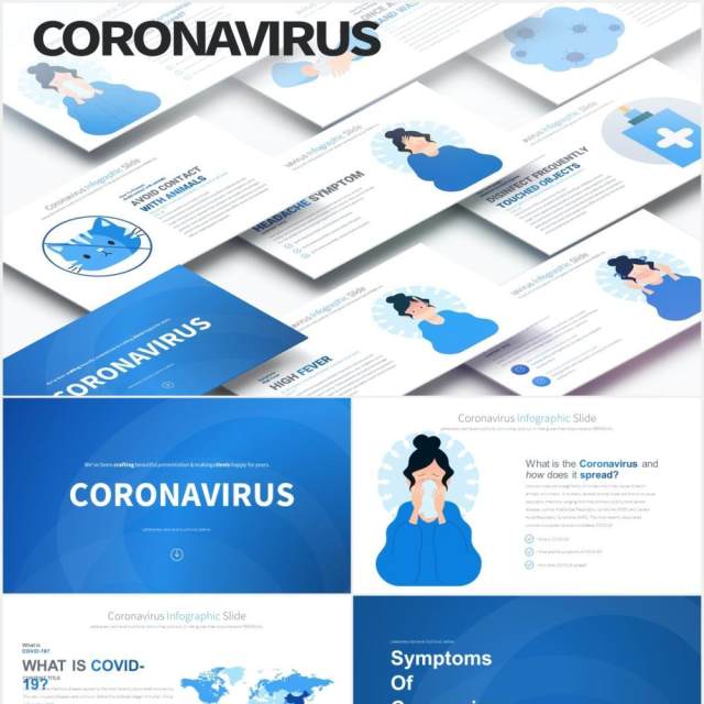 11套色系冠状病毒预防卫生医疗医用PPT素材Coronavirus - PowerPoint Infographics