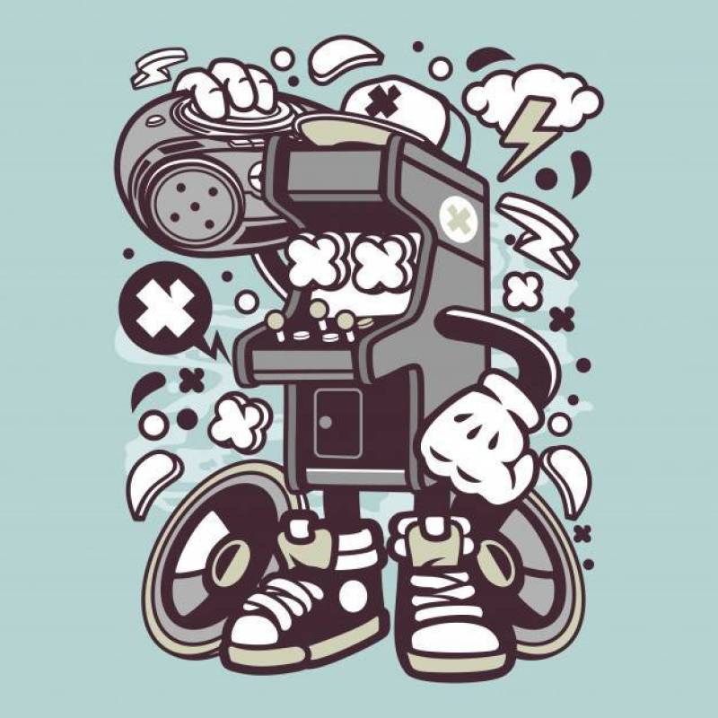 Arcade Game Boombox Cartoon