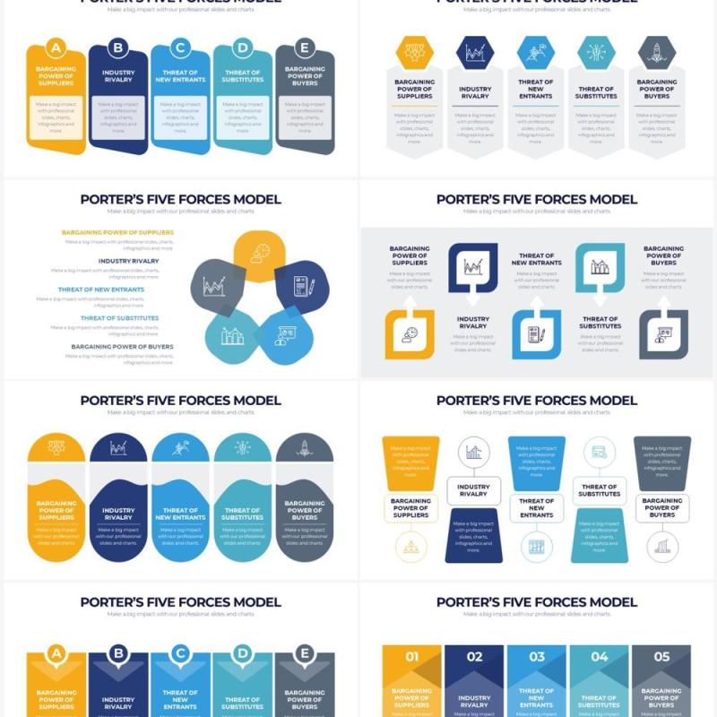 简洁创意波特五力分析模型PPT信息图形素材Porter's Five Forces Powerpoint Infographics