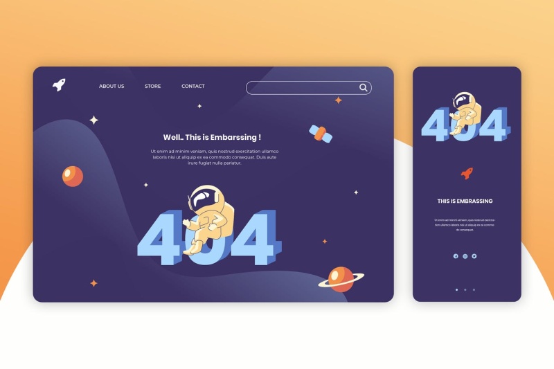 404无法打开页面网页UI界面手机移动端插画APP设计矢量素材Illustration Landing Page & Onboarding Mobile App