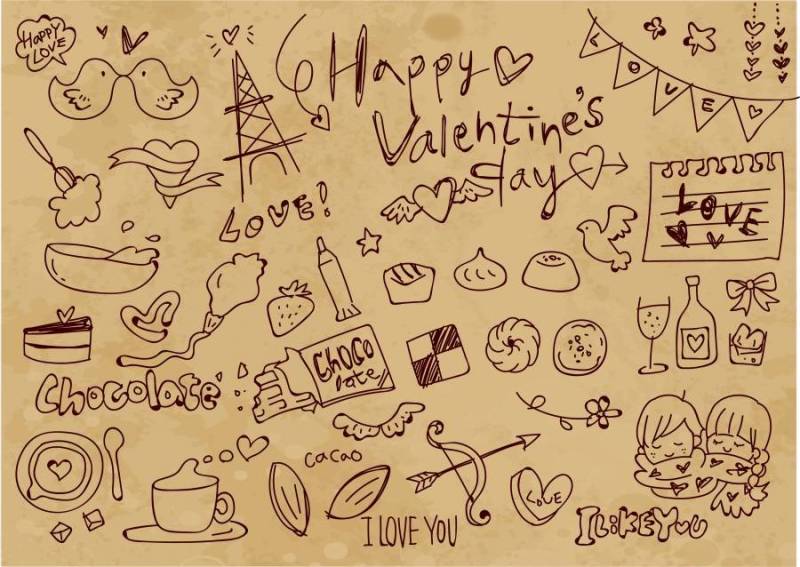 手绘插图，你可以使用情人节