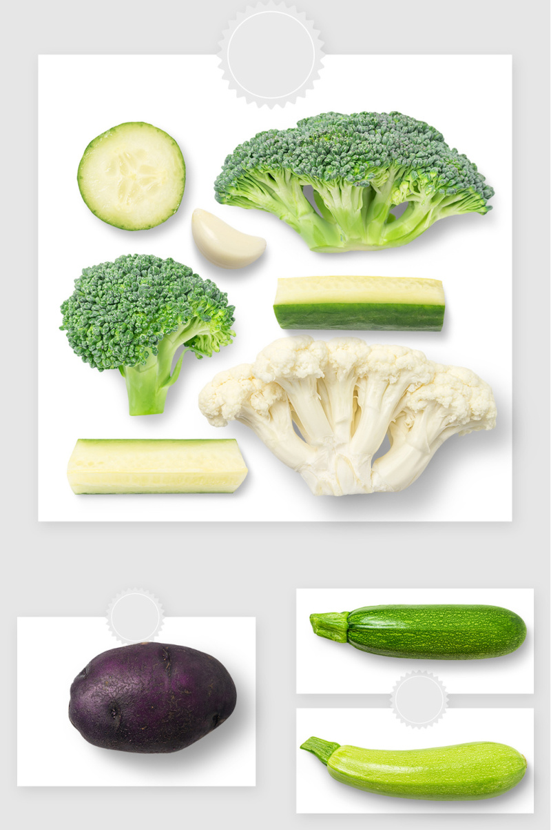 绿色健康西蓝花西葫芦蔬菜高清素材