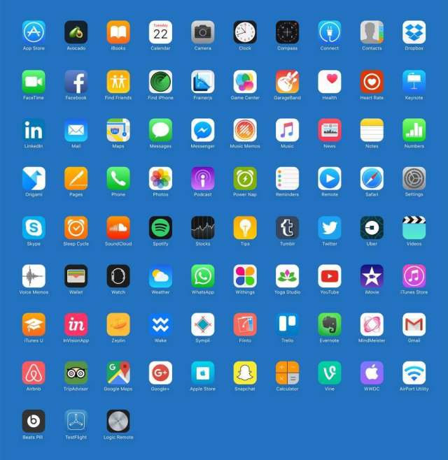 83 枚热门 iOS 应用图标