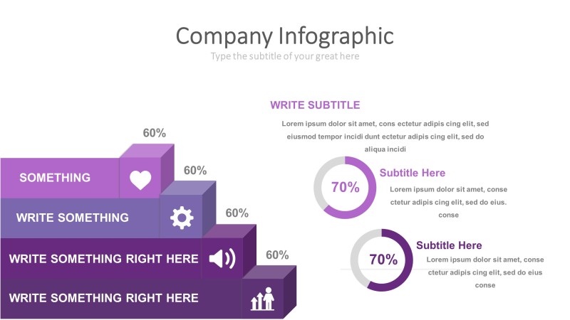 紫色思维箭头PPT信息可视化图表36