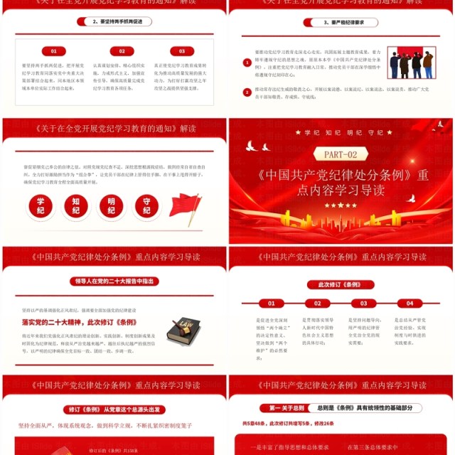 红色党政风党纪学习教育辅导课件PPT模板 红色党政风党纪学习教育辅导课件PPT模板