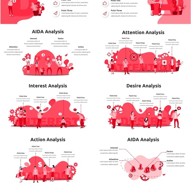 推销销售模式信息图PPT模板AIDA Red