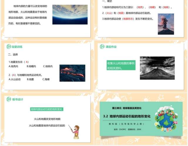 教科版五年级科学上册地球内部运动引起的地形变化PPT模板 教科版五年级科学上册地球内部运动引起的地形变化PPT模板