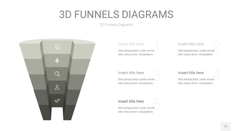 灰色3D漏斗PPT信息图表11