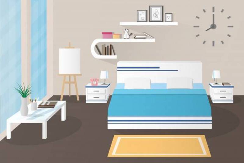 室内床房配有家具和配件