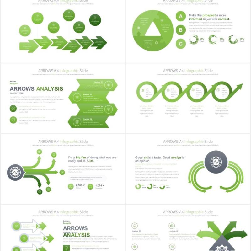 12套颜色箭头阶梯流程图信息图表PPT可视化素材Arrows V.4 - PowerPoint Infographics