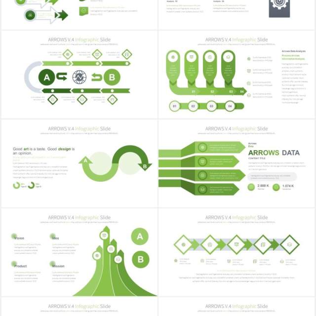 12套颜色箭头阶梯流程图信息图表PPT可视化素材Arrows V.4 - PowerPoint Infographics