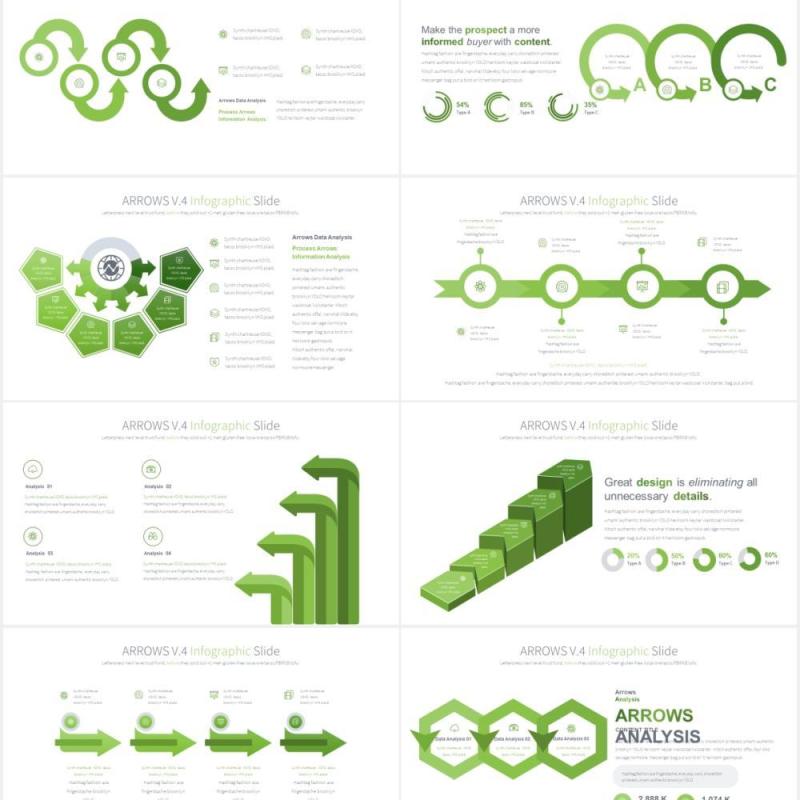 12套颜色箭头阶梯流程图信息图表PPT可视化素材Arrows V.4 - PowerPoint Infographics